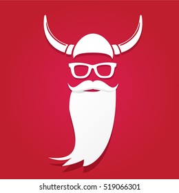 Santa claus with beard vector illustration .Christmas hipster poster for party or greeting card. Santa Hipster Claus. vector merry christmas art design background.