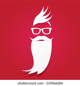 Santa claus with beard vector illustration .Christmas hipster poster for party or greeting card. Santa Hipster Claus. vector merry christmas art design background.