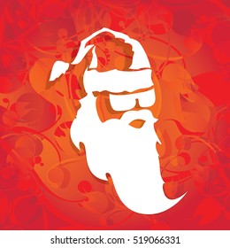 Santa claus with beard vector illustration .Christmas hipster poster for party or greeting card. Santa Hipster Claus. vector merry christmas art design background.