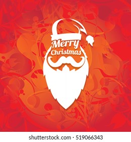 Santa claus with beard vector illustration .Christmas hipster poster for party or greeting card. Santa Hipster Claus. vector merry christmas art design background.