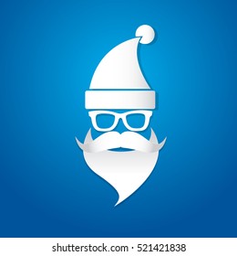 Santa claus with beard vector illustration .Christmas hipster poster for party or greeting card. Santa Hipster Claus. vector merry christmas art design background.