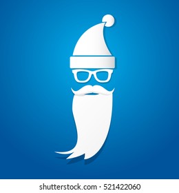 Santa claus with beard vector illustration .Christmas hipster poster for party or greeting card. Santa Hipster Claus. vector merry christmas art design background.