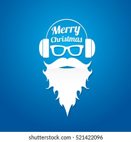 Santa claus with beard vector illustration .Christmas hipster poster for party or greeting card. Santa Hipster Claus. vector merry christmas art design background.