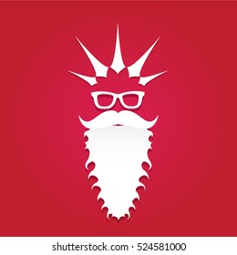 Santa claus with beard vector illustration .Christmas hipster poster for party or greeting card. Santa Hipster Claus. vector merry christmas art design background.