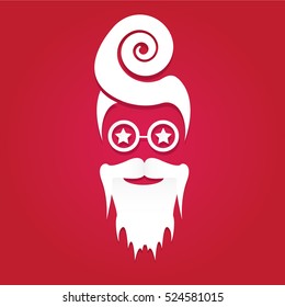 Santa claus with beard vector illustration .Christmas hipster poster for party or greeting card. Santa Hipster Claus. vector merry christmas art design background.