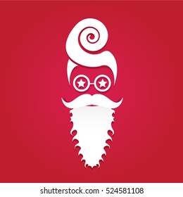 Santa claus with beard vector illustration .Christmas hipster poster for party or greeting card. Santa Hipster Claus. vector merry christmas art design background.