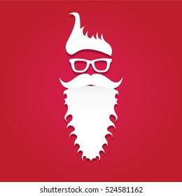 Santa claus with beard vector illustration .Christmas hipster poster for party or greeting card. Santa Hipster Claus. vector merry christmas art design background.