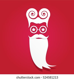 Santa claus with beard vector illustration .Christmas hipster poster for party or greeting card. Santa Hipster Claus. vector merry christmas art design background.