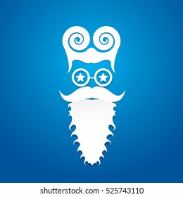 Santa claus with beard vector illustration .Christmas hipster poster for party or greeting card. Santa Hipster Claus. vector merry christmas art design background.