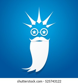 Santa claus with beard vector illustration .Christmas hipster poster for party or greeting card. Santa Hipster Claus. vector merry christmas art design background.