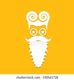 Santa claus with beard vector illustration .Christmas hipster poster for party or greeting card. Santa Hipster Claus. vector merry christmas art design background.