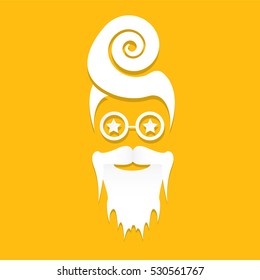 Santa claus with beard vector illustration .Christmas hipster poster for party or greeting card. Santa Hipster Claus. vector merry christmas art design background.