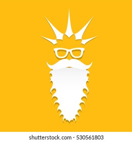 Santa claus with beard vector illustration .Christmas hipster poster for party or greeting card. Santa Hipster Claus. vector merry christmas art design background.
