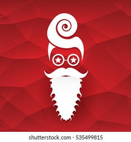 Santa claus with beard vector illustration .Christmas hipster poster for party or greeting card. Santa Hipster Claus. vector merry christmas art design background.