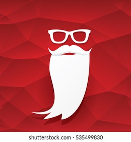 Santa claus with beard vector illustration .Christmas hipster poster for party or greeting card. Santa Hipster Claus. vector merry christmas art design background.