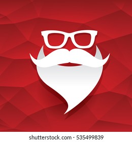 Santa claus with beard vector illustration .Christmas hipster poster for party or greeting card. Santa Hipster Claus. vector merry christmas art design background.