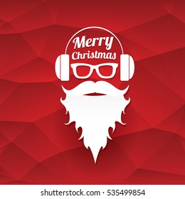 Santa claus with beard vector illustration .Christmas hipster poster for party or greeting card. Santa Hipster Claus. vector merry christmas art design background.