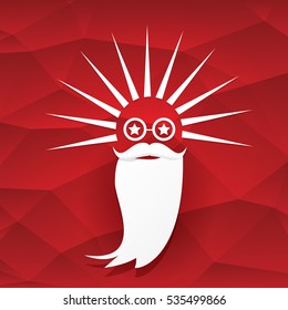 Santa claus with beard vector illustration .Christmas hipster poster for party or greeting card. Santa Hipster Claus. vector merry christmas art design background.
