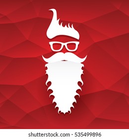 Santa claus with beard vector illustration .Christmas hipster poster for party or greeting card. Santa Hipster Claus. vector merry christmas art design background.