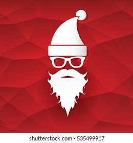 Santa claus with beard vector illustration .Christmas hipster poster for party or greeting card. Santa Hipster Claus. vector merry christmas art design background.