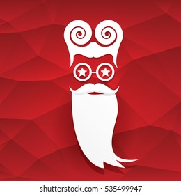 Santa claus with beard vector illustration .Christmas hipster poster for party or greeting card. Santa Hipster Claus. vector merry christmas art design background.