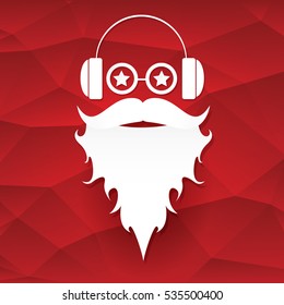 Santa claus with beard vector illustration .Christmas hipster poster for party or greeting card. Santa Hipster Claus. vector merry christmas art design background.