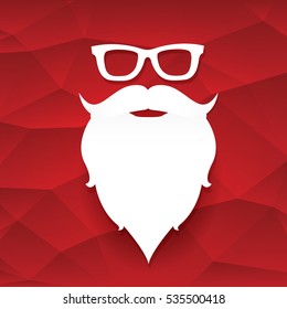 Santa claus with beard vector illustration .Christmas hipster poster for party or greeting card. Santa Hipster Claus. vector merry christmas art design background.