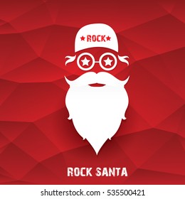 Santa claus with beard vector illustration .Christmas hipster poster for party or greeting card. Santa Hipster Claus. vector merry christmas art design background.