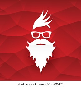 Santa claus with beard vector illustration .Christmas hipster poster for party or greeting card. Santa Hipster Claus. vector merry christmas art design background.