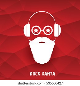 Santa claus with beard vector illustration .Christmas hipster poster for party or greeting card. Santa Hipster Claus. vector merry christmas art design background.