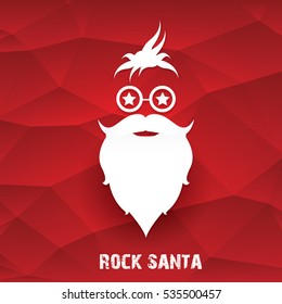 Santa claus with beard vector illustration .Christmas hipster poster for party or greeting card. Santa Hipster Claus. vector merry christmas art design background.