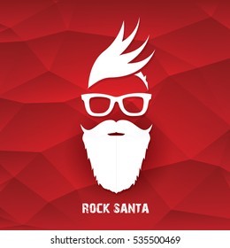 Santa claus with beard vector illustration .Christmas hipster poster for party or greeting card. Santa Hipster Claus. vector merry christmas art design background.