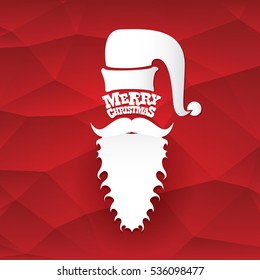 Santa claus with beard vector illustration .Christmas hipster poster for party or greeting card. Santa Hipster Claus. vector merry christmas art design background.