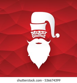 Santa claus with beard vector illustration .Christmas hipster poster for party or greeting card. Santa Hipster Claus. vector merry christmas art design background