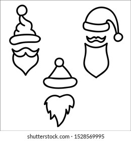 Santa Claus Beards and Hats. Vector Illustration. 