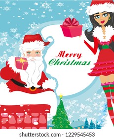 Santa Claus and beautiful woman