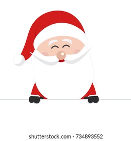 santa claus behind banner sign isolated background