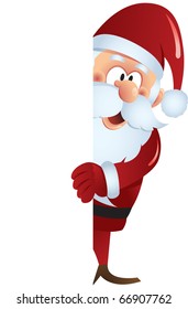 Santa Claus behind blank sign