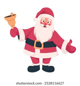 Santa Claus with bell drawn by hand. Isolated object on white background