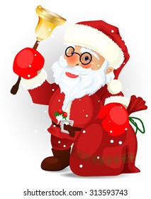 Santa Claus with bell and sack