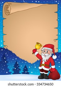Santa Claus with bell theme parchment 2 - eps10 vector illustration.