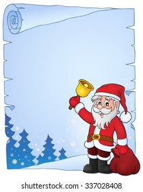 Santa Claus with bell theme parchment 4 - eps10 vector illustration.