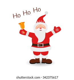 Santa Claus with a bell - vector illustration. Flat design