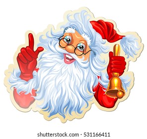 Santa Claus with a bell. Vector illustration