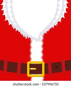Santa Claus belly. Beard and Belt. Red Christmas clothes. Xmas template design. New Year illustration
 