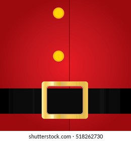 Santa Claus and Belt on Red Merry Christmas Background.