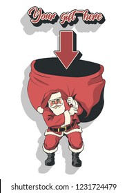 Santa Claus and Big Bag Vector Isolated Illustration