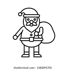 Santa claus with big bag vector, Christmas day related line icon