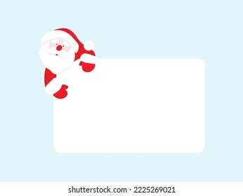 Santa Claus with big blank signboard. Wide empty space for design.Christmas card. Vector illustration
