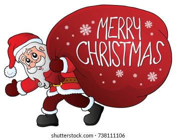 Santa Claus with big gift bag theme 2 - eps10 vector illustration.